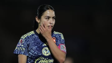Scarlett Camberos of America during the Quarterfinals first leg match between FC Juarez and America as part of the Liga BBVA MX Femenil, Torneo Clausura 2026 at Olimpico Benito Juarez Stadium, on April 29, 2026 in Ciudad Juarez, Chihuahua, Mexico.