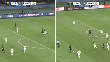 Benzema marcó el 0-1 superado el minuto de tiempo añadido
