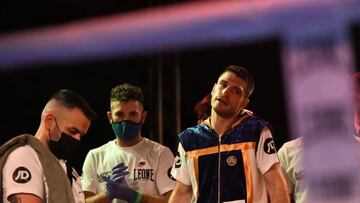 El boxeador espa?ol Jon M¨ªguez antes de un combate.