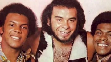 Joe Arroyo, Wilson Manyoma y Julio Ernesto Estrada, 'Fruko', en la portada del álbum El Grande.