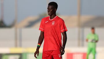 Gueye Maguette of Partizani is playing during the UEFA Europa Conference League, First Qualifying Round, 2nd Leg soccer match between Marsaxlokk and Partizani at the Centenary Stadium in Ta' Qali, Malta, on July 18, 2024. (Photo by Domenic Aquilina/NurPhoto via Getty Images)