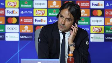 MADRID, 12/03/2024.- El entrenador del Inter de Milán, Simone Inzaghi, ofrece una rueda de prensa este martes, previa al partido de Liga de Campeones que disputan mañana ante el Atlético de Madrid, en el estadio Cívitas Metropolitano de la capital española. EFE/ Kiko Huesca