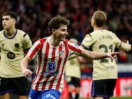 Julián Álvarez celebra un gol.