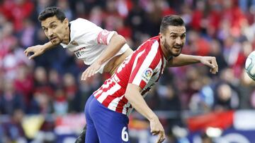 Koke, junto a Navas en el Atlético-Sevilla.