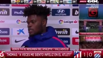 Thomas: "A veces soy infeliz en el Atlético"