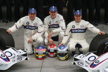 Jacques Villeneuve, Robert Kubica y Nick Heidfeld en 2006.