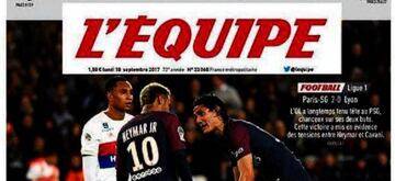 L'Equipo front page focusing on the war between Cavani and Neymar