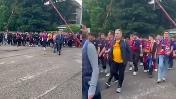 Así llegaron los aficionados del Barcelona al Giuzeppe Meazza