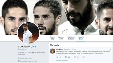 Isco da 'me gusta' a un tuit contra Solari y después lo borra