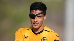 Raul Jimenez of Wolverhampton Wanderers celebrates after scoring their team's first goal during the Pre-Season Friendly Match between Besiktas and Wolverhampton Wanderers at Estadio Camilo Cano on July 23, 2022 in Benidorm, Spain.