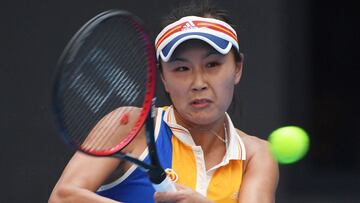 China's Peng Shuai hits a return during her women's singles match against Romania's Monica Nicolescu at the China Open tennis tournament in Beijing.