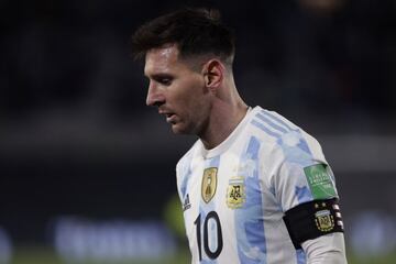 BUENOS AIRES, ARGENTINA - SEPTEMBER 09: Lionel Messi of Argentina looks on during a match between Argentina and Bolivia as part of South American Qualifiers for Qatar 2022 at Estadio Monumental Antonio Vespucio Liberti on September 09, 2021 in Buenos Aire