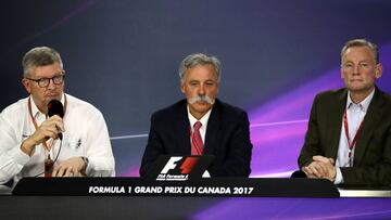 Ross Brawn, Chase Carey y Sean Bratches