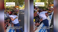 La paliza al espontáneo que saltó en el sprint final del Tour: alguien grabó su violencia bien de cerca