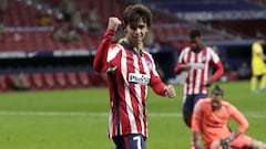 MADRID, SPAIN - NOVEMBER 07: Joao Felix of Atletico de Madrid celebrates after scoring his sides fourth goal during the La Liga Santader match between Atletico de Madrid and Cadiz CF at Estadio Wanda Metropolitano on November 07, 2020 in Madrid, Spain. Sporting stadiums in Spain remain under strict restrictions due to the Coronavirus Pandemic as Government social distancing laws prohibit fans inside venues resulting in games being played behind closed doors. (Photo by Gonzalo Arroyo Moreno/Getty Images)