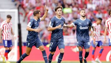 MADRID, SPAIN - OCTOBER 8: Rodrigo Riquelme of Girona FC celebrating 2-1 during the La Liga Santander match between Atletico Madrid v Girona at the Estadio Civitas Metropolitano on October 8, 2022 in Madrid Spain (Photo by David S. Bustamante/Soccrates/Getty Images)