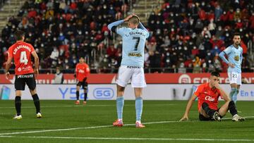 Thiago Galhardo se lamenta durante el partido contra el Mallorca.