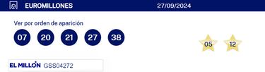 Euromillones: comprobar los resultados del sorteo de hoy, viernes 27 de septiembre, con bote especial
