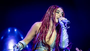 A CORUNA, SPAIN - JULY 27: Singer Lola Indigo performs in concert on Day 2 of Morrina Festival at Port of A Coruna on July 27, 2024 in A Coruna, Spain. (Photo by Cristina Andina/Redferns)
