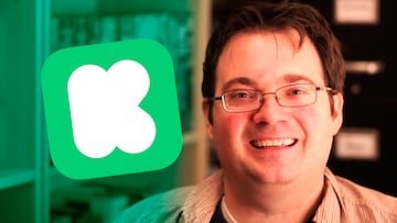 Brandon Sanderson y el logo de Kickstarter