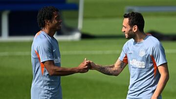 Juan Guillermo Cuadrado durante un entrenamiento de Inter de Milán.