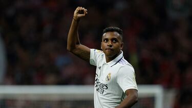 Rodrygo, autor del primer gol del Madrid en el derbi ante el Atlético.