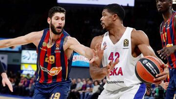 Patricio Garino, jugador del Kirolbet Baskonia, durante el partido contra el CSKA Moscú.