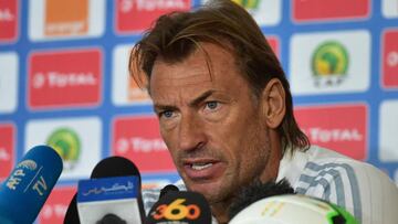 Morocco&#039;s national football team coach Herve Renard gives a press conference on January 19, 2017 in Oyem during the 2017 Africa Cup of Nations football tournament in Gabon.