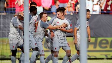 Soccer Football - International Champions Cup - Manchester United v Liverpool - Michigan Stadium, Ann Arbor, USA - July 28, 2018 Liverpool's Xherdan Shaqiri celebrates after scoring a goal with team mates REUTERS/Rebecca Cook