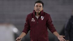 Argentina&#039;s River Plate coach Marcelo Gallardo gestures during the Copa Libertadores group D football match against Peru&#039;s Deportivo Binacional at the Monumental stadium in Buenos Aires, Argentina, on March 11, 2020. (Photo by JUAN MABROMATA / AFP)