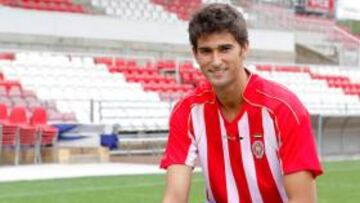 <b>POLÉMICO. </b>Marcos Tébar en su presentación con el Girona.