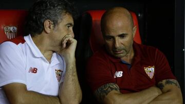 Juanma Lillo con Jorge Sampaoli en el banquillo