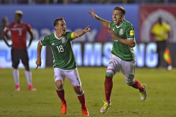 Action photo of action during the match Mexico vs Trinidad and Tobago, corresponding to the Final Hexagonal during the CONCACAF Qualifying rounds for the 2018 FIFA World Cup Russia, at Alfonso Lastras Stadium
Foto de accion durante el partido Mexico vs Trinidad y Tobago, correspondiente al Hexagonal Final durante las Eliminatorias de la CONCACAF rumbo a la Copa Mundial de la FIFA Rusia 2018, en el Estadio Alfonso Lastras, en la foto: Andres Guardado celebra el gol de Hector Herrera de Mexico
06/10/2017/MEXSPORT/Isaac Ortiz.