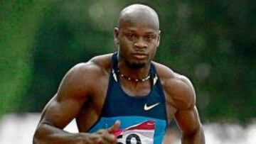 <b>GRAN MARCA. </b>Asafa Powell, venciendo ayer en el mitin de Rieti.