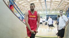 Marc Gasol, durante un entreno con la Selecci&oacute;n