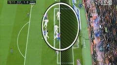 Posición dudosa de Luis Suárez en el gol del Barcelona