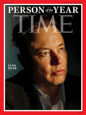 Elon Musk on the cover image of Time magazine's 2021 'Person of the Year'.