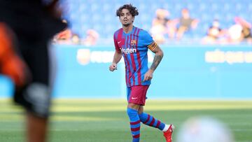 &Aacute;lex Collado, jugador del FC Barcelona, durante un partido de pretemporada.