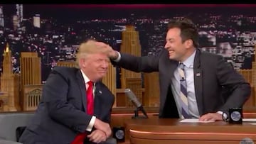 El pelo de Donald Trump es puesto a prueba por Jimmy Fallon