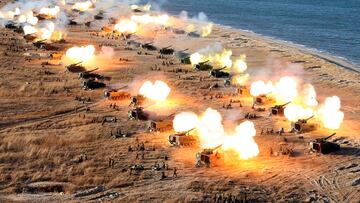 FILE PHOTO: A general view shows a drill by North Korean Korean People's Army (KPA) artillery units on the front in this image released by North Korea's Korean Central News Agency (KCNA) in Pyongyang December 2, 2016. KCNA/ via REUTERS   ATTENTION EDITORS - THIS IMAGE WAS PROVIDED BY A THIRD PARTY. EDITORIAL USE ONLY. REUTERS IS UNABLE TO INDEPENDENTLY VERIFY THIS IMAGE. SOUTH KOREA OUT. NO THIRD PARTY SALES. NOT FOR USE BY REUTERS THIRD PARTY DISTRIBUTORS./File Photo