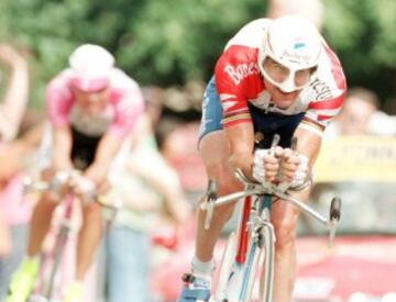 Abraham Olano ganó la contrarreloj de Disneylandia de 63 km. en el Tour de Francia de 1997, sería la única etapa que ganaría en la ronda francesa.