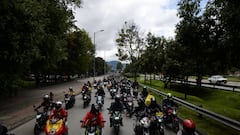 BOGOTA, COLOMBIA - OCTOBER 12: Motorcyclists hold a large demonstration to denounce some points related to the increase in gasoline, the Mandatory Traffic Accident Insurance (SOAT) and the stigma towards this union, in Bogota, Colombia on October 12, 2022. (Photo by VANNESSA JIMENEZ/Anadolu Agency via Getty Images)