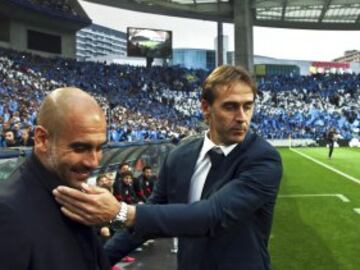 Pep Guardiola saludó a Julen Lopetegui.