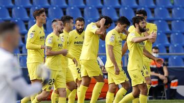 El Villarreal celebra uno de sus goles ante el Getafe