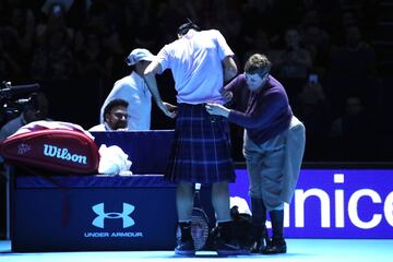 Andy Murray and Roger Federer play in charity match in Glasgow.