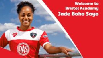 La web del Bristol Academy da la bienvenida a Jade. 