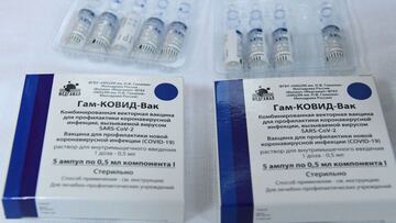 (FILES) File photo taken on February 22, 2021 of vials of Russian-made Sputnik V Covid-19 vaccine in Podgorica. - The Ecuadorean Health Regulation Agency (Arcsa) announced it authorised Russian vaccine against COVID-19 Sputnik V on May 14, 2021, adding up to other Latin American countries as Brazil, Argentina, Bolivia, Venezuela and Paraguay in the use of this immuniser. (Photo by SAVO PRELEVIC / AFP)