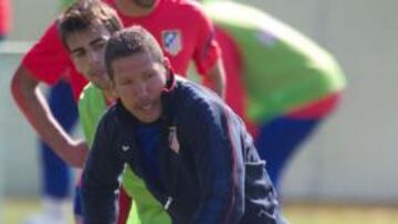 Simeone, ayer en el entrenamiento.