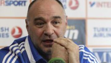 Pablo Laso atiende a los medios antes del Madrid-CSKA del jueves.