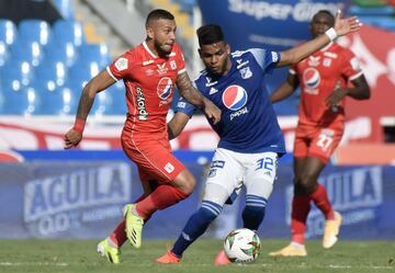 El equipo de Alberto Gamero se impuso por 2-1 ante América de Cali en el juego de ida de los cuartos de final de la Liga BetPlay. Fernando Uribe y Cristian Arango anotaron por Millonarios; Yesus Cabrera descontó para el equipo vallecaucano.